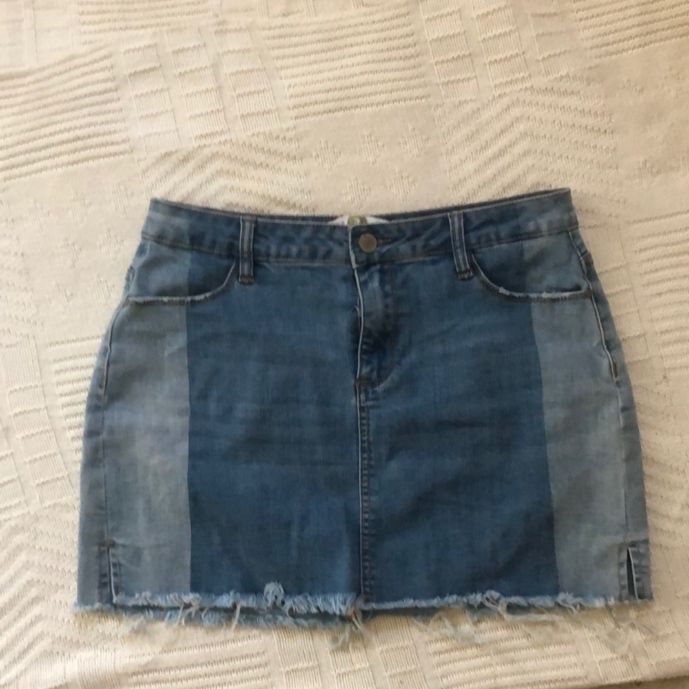 paneled jean skirt